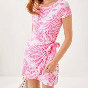 Lilly Pulitzer Women's Blaise Romper Dress Rousseau Pink Glisten in the Sun sz S